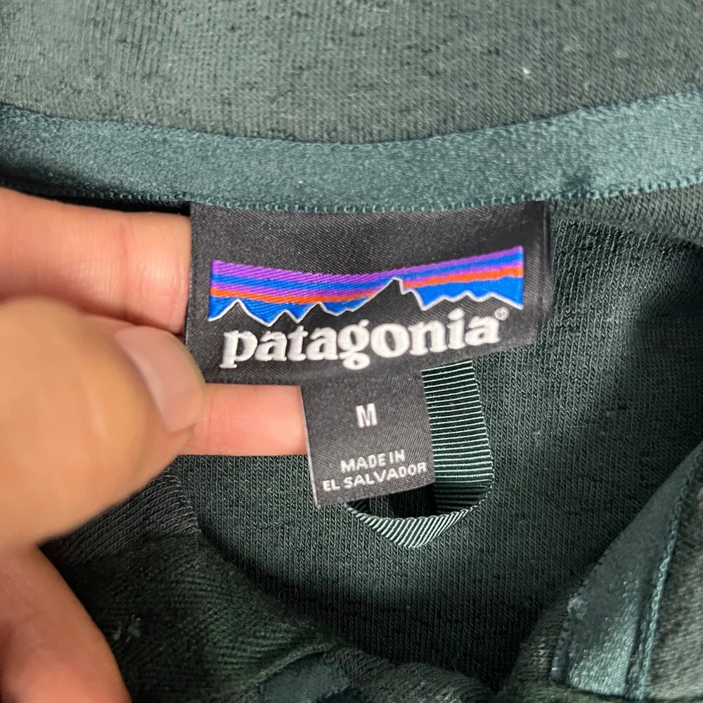Patagonia Shearling Fleece Button Pullover Sweater Men Medium Green Henley 26140